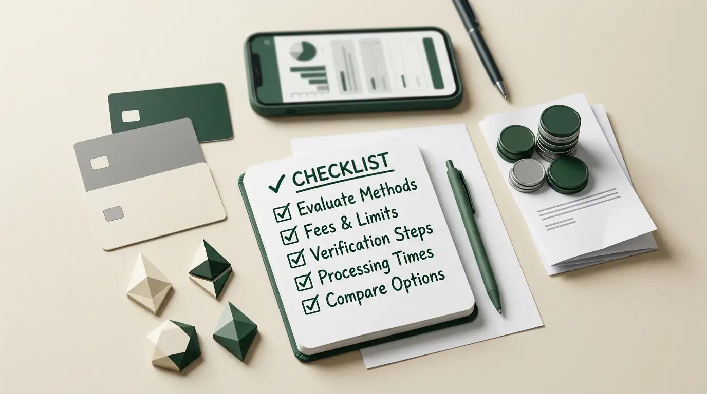 Editorial illustration of a payment and withdrawal checklist